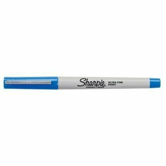 Sharpie Permanent Marker Ultra Fine Tip Blue - Blue Ink - Alcohol Based - 12 / Dozen