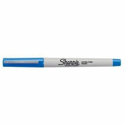 Sharpie Permanent Marker Ultra Fine Tip Blue - Blue Ink - Alcohol Based - 12 / Dozen