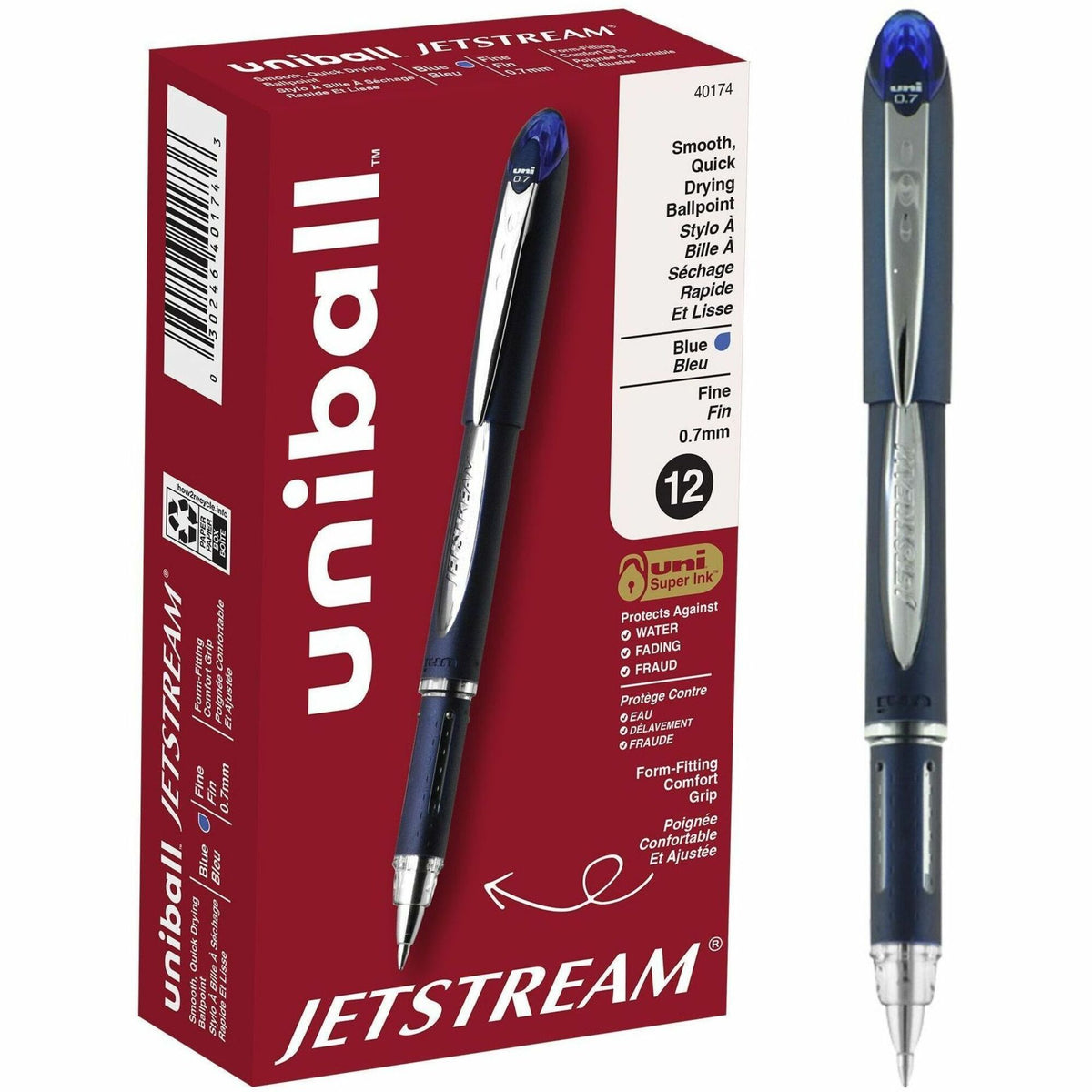 uniball™ Jetstream Ballpoint Pen, Fine Point (0.7mm), Blue - uniball™ Jetstream Ballpoint Pen, Fine Point (0.7mm), Blue