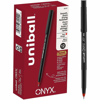 uniball™ Onyx Rollerball Pen, Micro Point (0.5mm), Red - uniball™ Onyx Rollerball Pen, Micro Point (0.5mm), Red