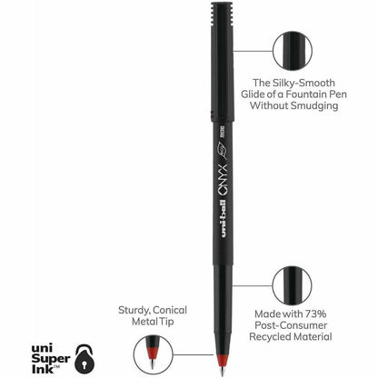 uniball™ Onyx Rollerball Pen, Micro Point (0.5mm), Red - uniball™ Onyx Rollerball Pen, Micro Point (0.5mm), Red