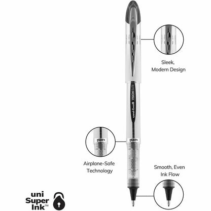 uniball™ Vision Elite Rollerball Pens - 0.8 mm Pen Point - Refillable - Black Ink - Gel-based - 1 Each