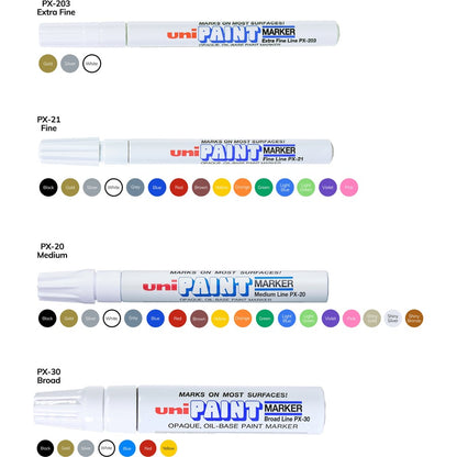 uniball™ uni-Paint PX-20 Oil-Based Paint Marker - Yellow Ink - Oil Based - White Barrel - 1 Each