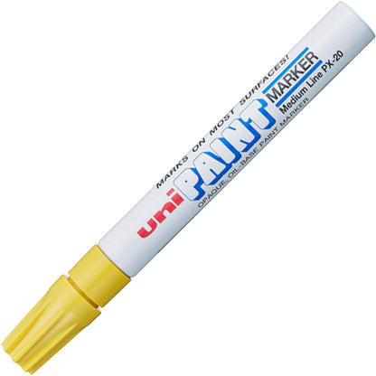 uniball™ uni-Paint PX-20 Oil-Based Paint Marker - Yellow Ink - Oil Based - White Barrel - 1 Each