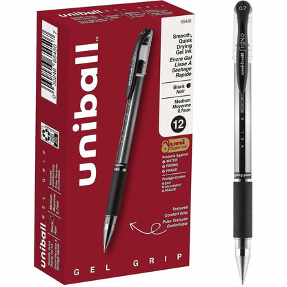 uniball™ Signo Gel Pen - 0.7 mm Pen Point - Black Ink - Gel-based, Pigment-based - Stainless Steel Tip - 12 / Dozen