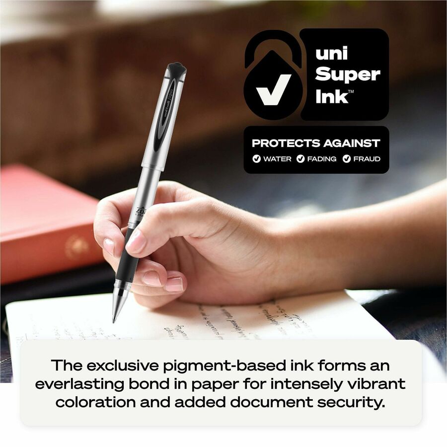 uniball™ 207 Impact Gel Pen - 1.0 mm Pen Point - Refillable - Blue Ink - Gel-based - Silver Barrel - 12 / Dozen