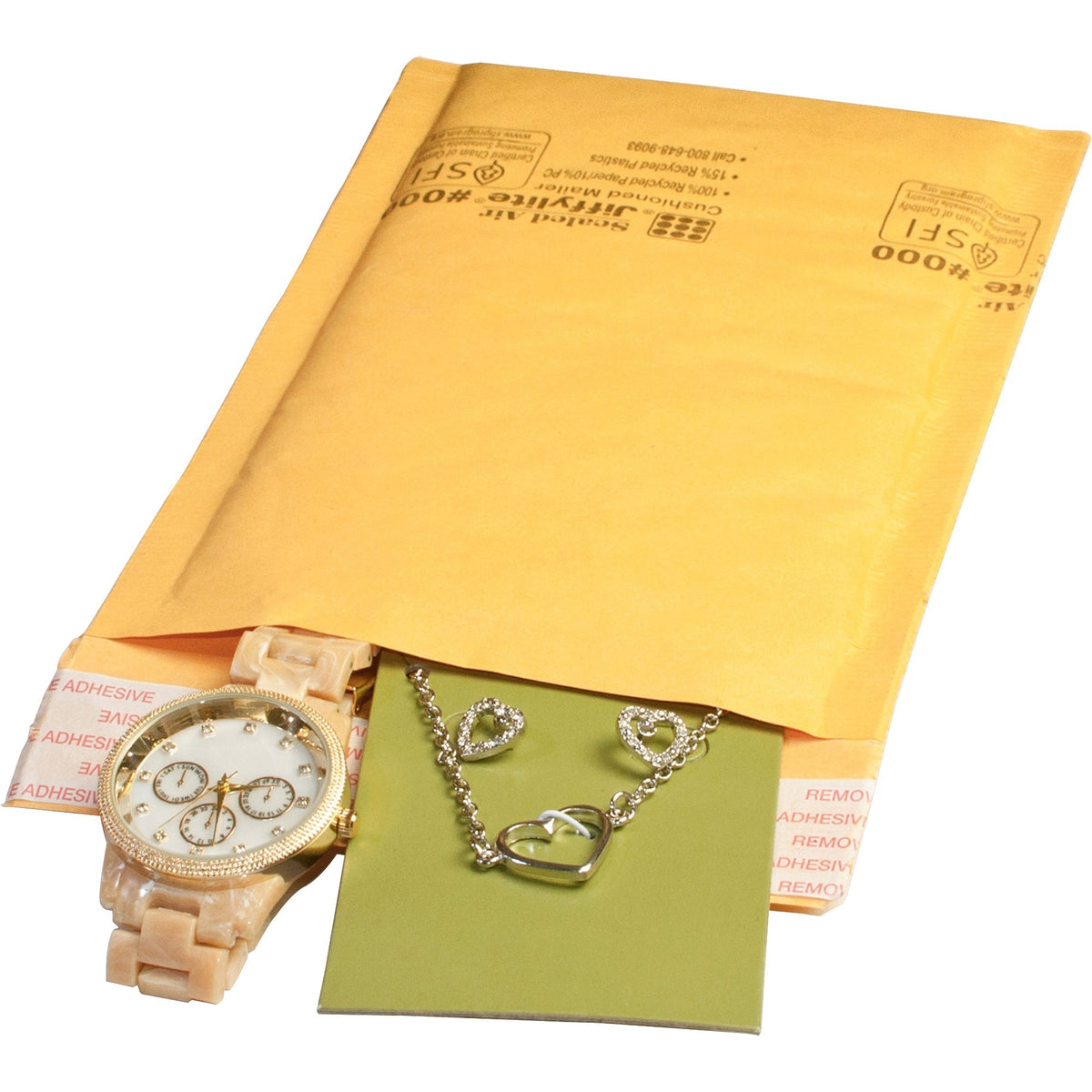 Sealed Air JiffyLite Cellular Cushioned Mailers - Bubble - #000 - 4" Width x 8" Length - Peel & Seal - Kraft - Kraft - 2