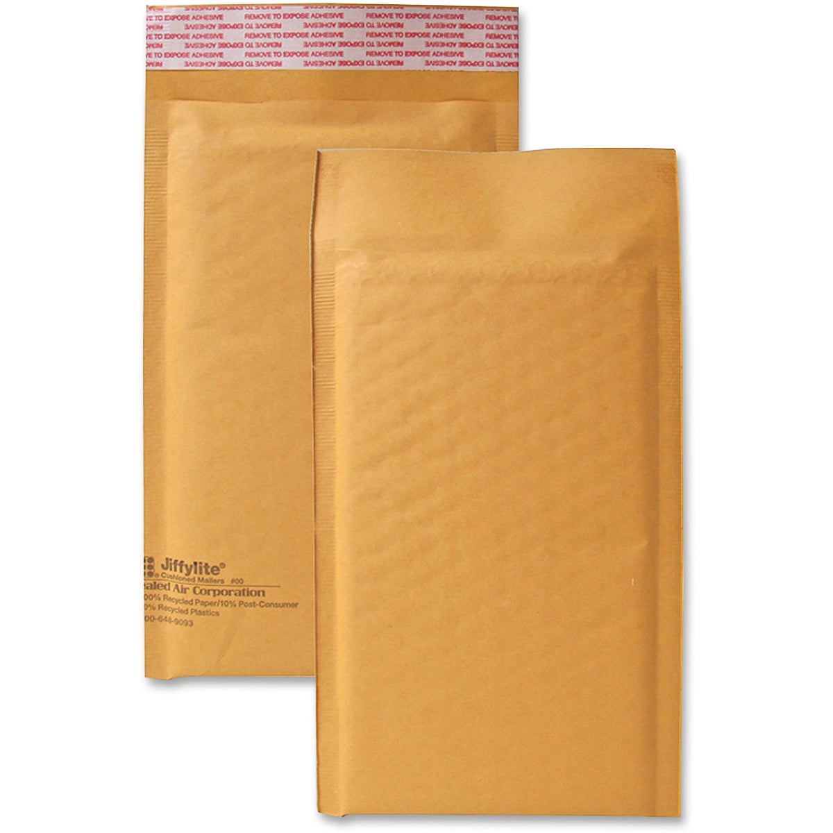Sealed Air JiffyLite Cellular Cushioned Mailers - Bubble - #00 - 5" Width x 10" Length - Peel & Seal - Kraft - Kraft - 2