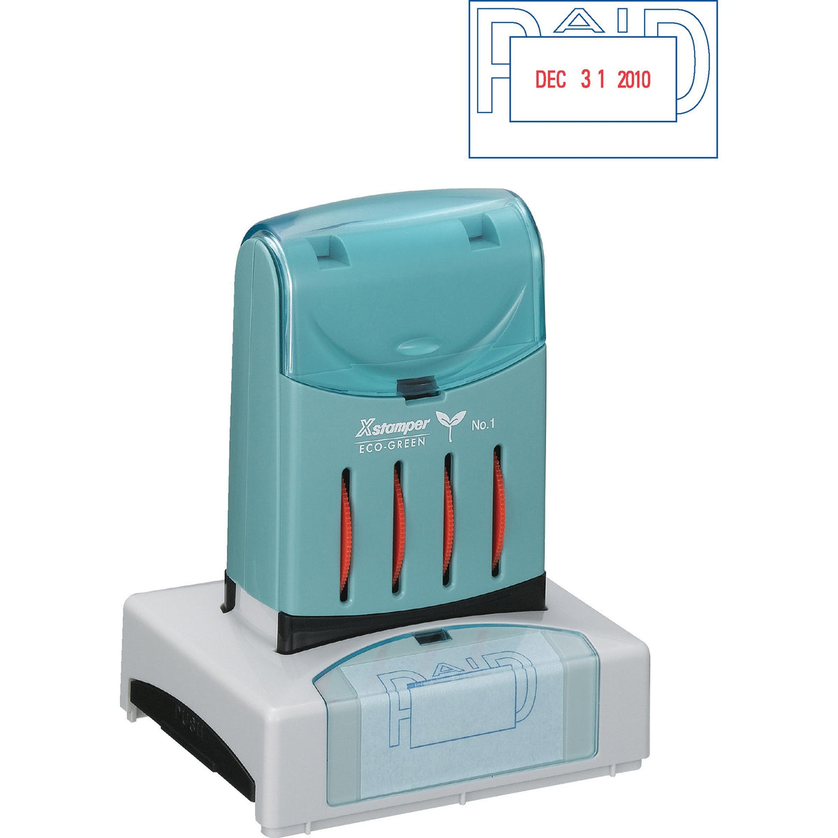 Xstamper VersaDater Pre-inked PAID Date Stamp - Message/Date Stamp - PAID - 1.31" Impression Width x 2.12" Impression Le