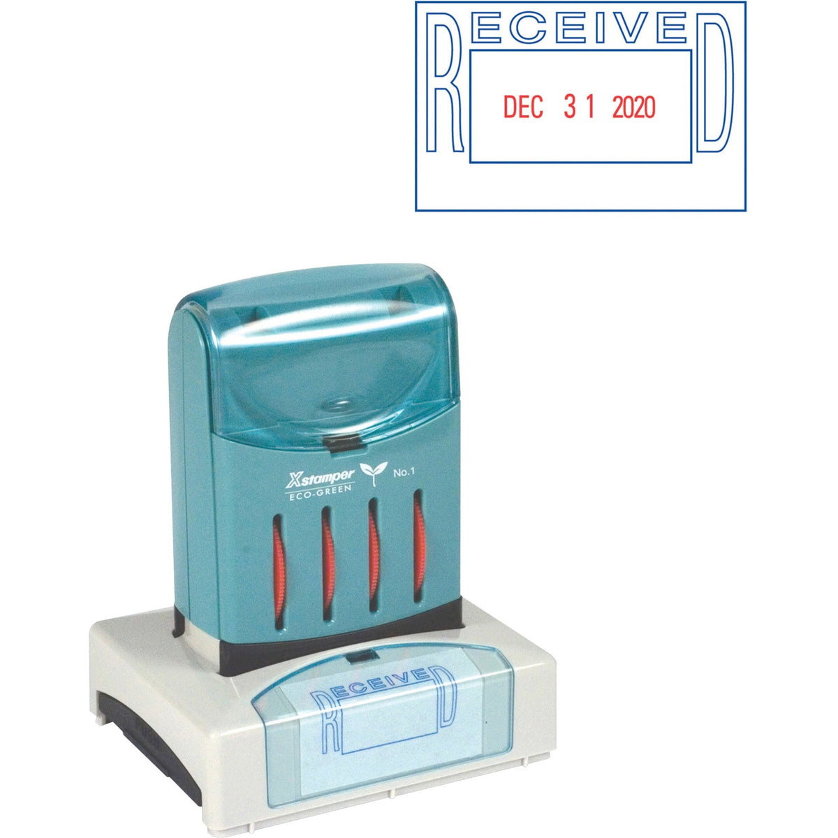 Xstamper VersaDater Pre-inked RECEIVED Date Stamp - Message/Date Stamp - RECEIVED - 1.31" Impression Width x 2.12" Impre