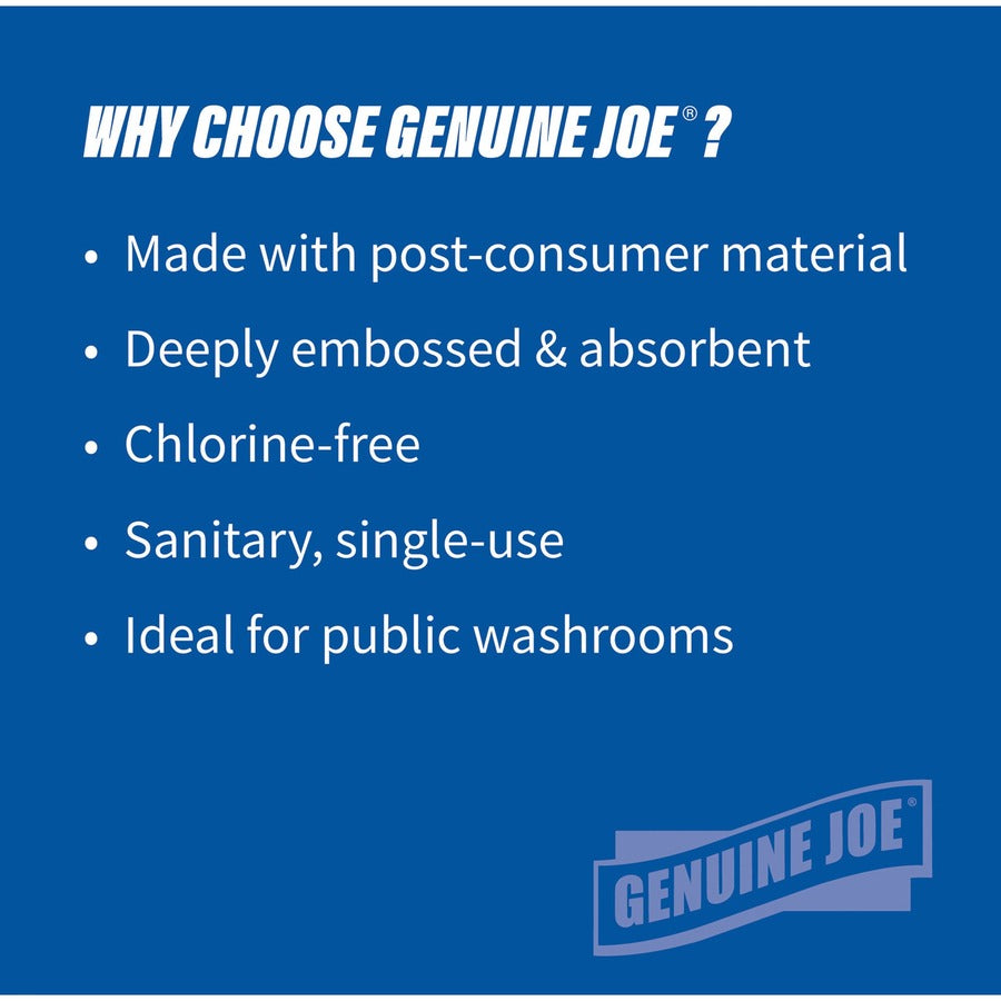Genuine Joe Paper Towel Multi fold 250 sheets White - 1 Ply - Multifold - 9.20" Width x 9.40" Length - embossed design -