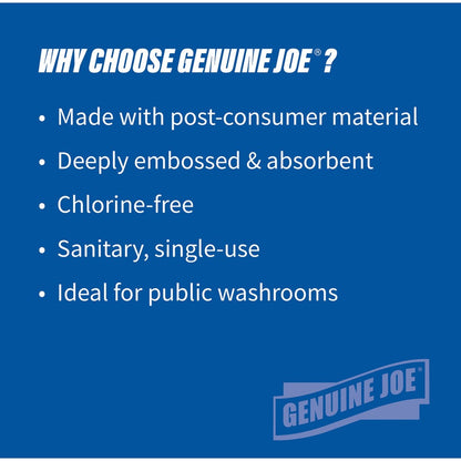 Genuine Joe Paper Towel Multi fold 250 sheets White - 1 Ply - Multifold - 9.20" Width x 9.40" Length - embossed design -