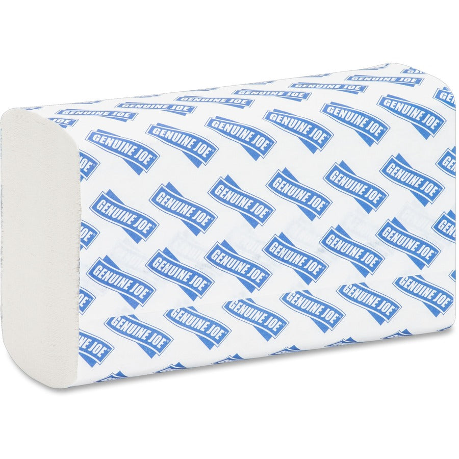 Genuine Joe Paper Towel Multi fold 250 sheets White - 1 Ply - Multifold - 9.20" Width x 9.40" Length - embossed design -
