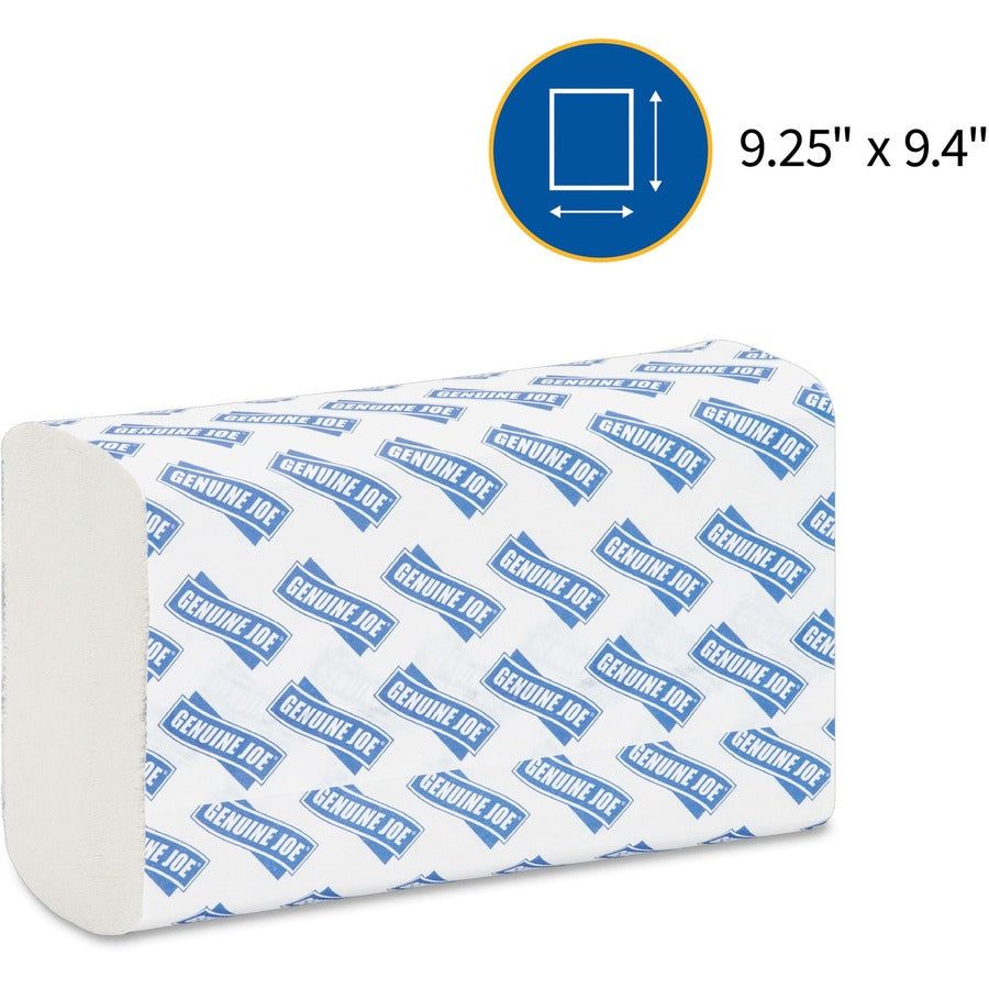 Genuine Joe Paper Towel Multi fold 250 sheets White - 1 Ply - Multifold - 9.20" Width x 9.40" Length - embossed design -