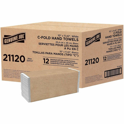 Genuine Joe Paper Towel C-fold 200 sheets White - 1 Ply - C-fold - 13" Width x 10" Length - embossed design - White - Fi