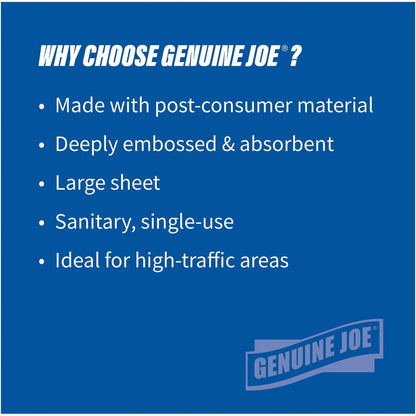 Genuine Joe Paper Towel C-fold 200 sheets White - 1 Ply - C-fold - 13" Width x 10" Length - embossed design - White - Fi