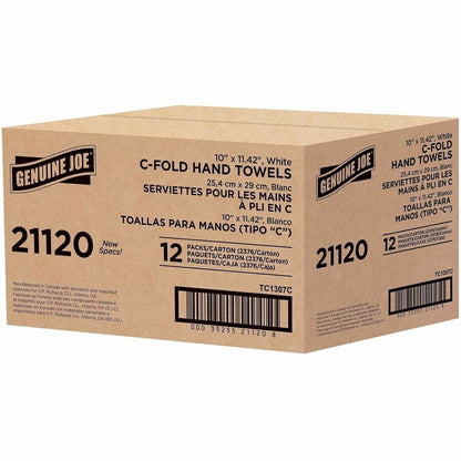 Genuine Joe Paper Towel C-fold 200 sheets White - 1 Ply - C-fold - 13" Width x 10" Length - embossed design - White - Fi