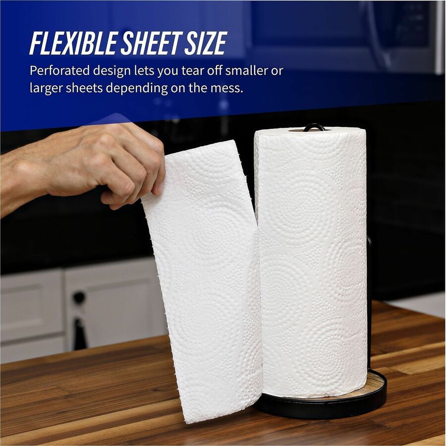 Genuine Joe Kitchen Roll Flexible Size Towels - 2 Ply - 1 5/8" Core - White - 30 / Carton