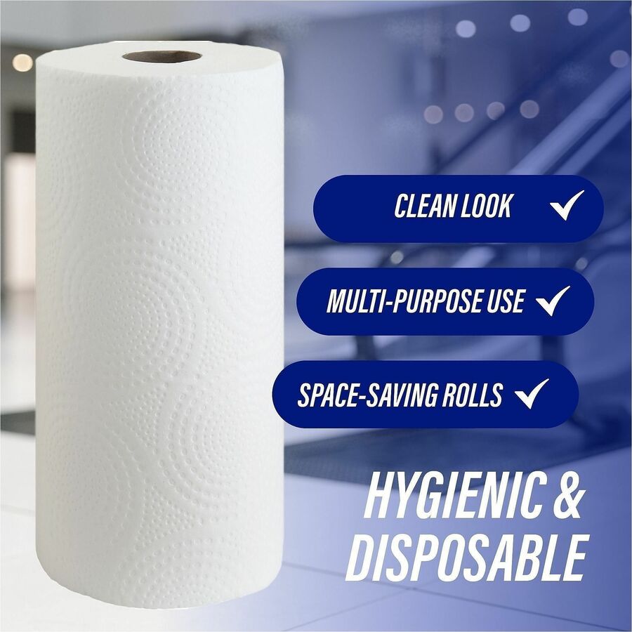 Genuine Joe Kitchen Roll Flexible Size Towels - 2 Ply - 1 5/8" Core - White - 30 / Carton