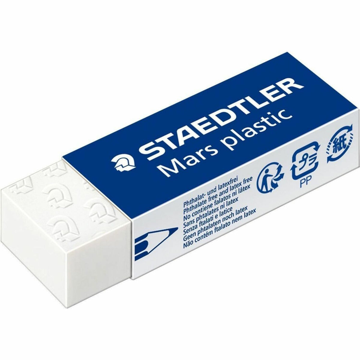 Staedtler Mars Mars Plastic White Eraser - White - Plastic - 0.9" Width x 0.5" Height x 0.9" Depth x 2.5" Length - 20 / 