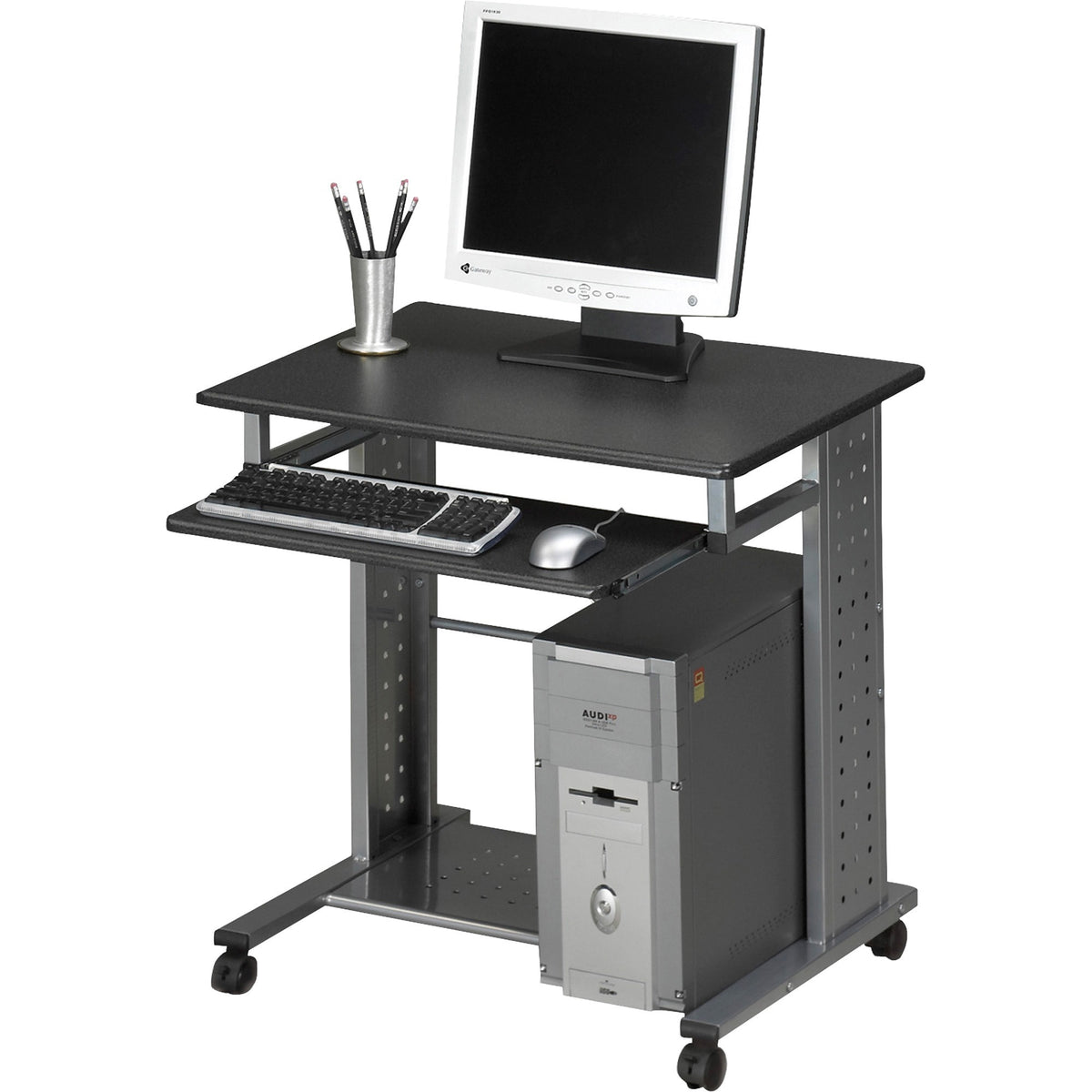 Mayline Mobile Workstation - Rectangle Top - 29.75" Height x 29.75" Width x 23.50" Depth - Assembly Required - Charcoal 