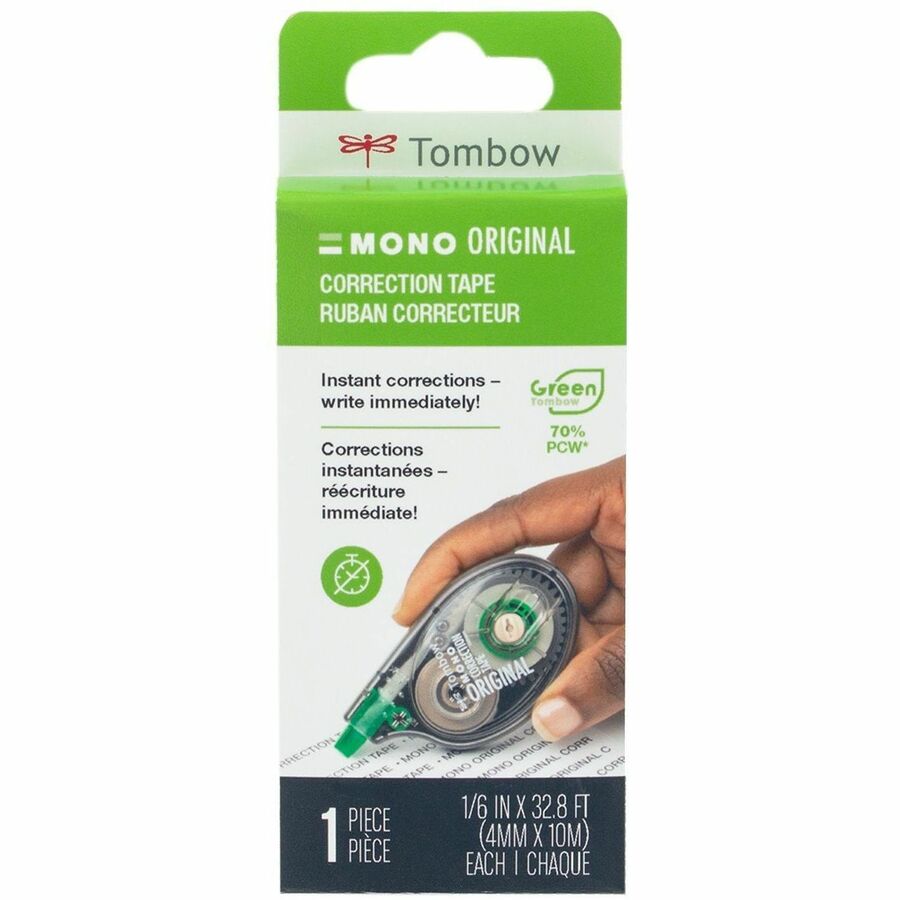 Tombow Original Mono Correction Tape - 0.16" Tape Width x 32.81 ft Tape Length - 1 Line(s) - White Tape - Ergonomic Disp