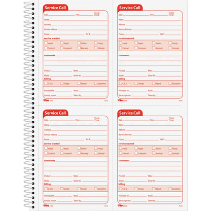 TOPS Service Call 2-part Spiral Message Slip Book - 200 Sheet(s) - Spiral Bound - 2 Part - Carbonless Copy - 5.50" x 4" 