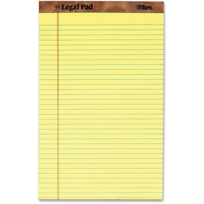 TOPS The Legal Rule Writing Pads - Legal - 50 Sheets - Double Stitched - 0.34" Ruled - 16 lb Basis Weight - Legal - 12 /