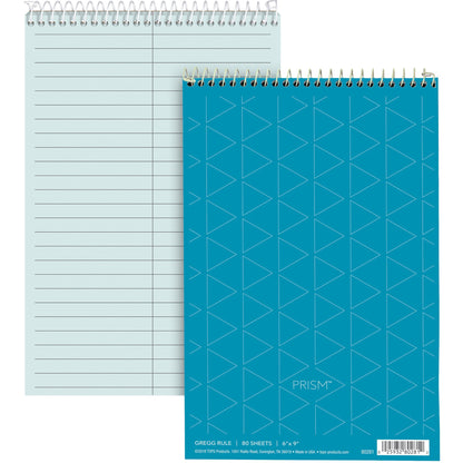 TOPS Prism Steno Books - 80 Sheets - Wire Bound - Gregg Ruled Margin - 6" x 9" Sheet Size - Blue Paper - Perforated, Sti