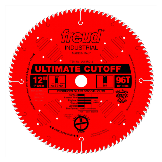 Freud 12 in. D X 1 in. Crosscutting TiCo Hi-Density Carbide Circular Saw Blade 96 teeth 1 pk