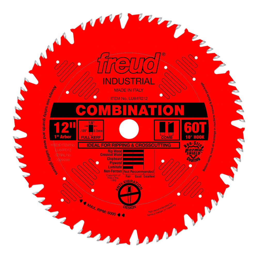 Freud 12 in. D X 1 in. Combination TiCo Hi-Density Carbide Combination Saw Blade 60 teeth 1 pk