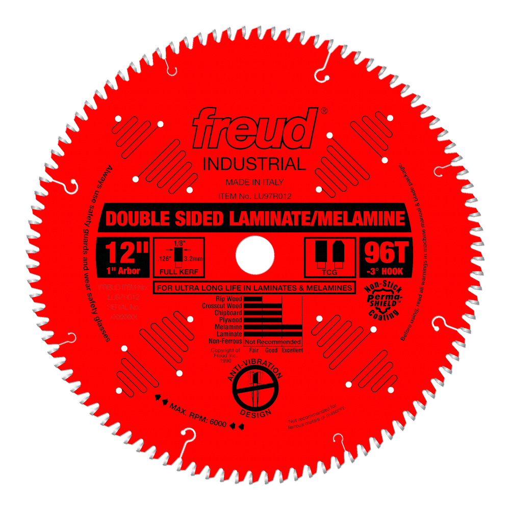 Freud 12 in. D X 1 in. Double Sided Laminates TiCo Hi-Density Carbide Saw Blade 96 teeth 1 pk