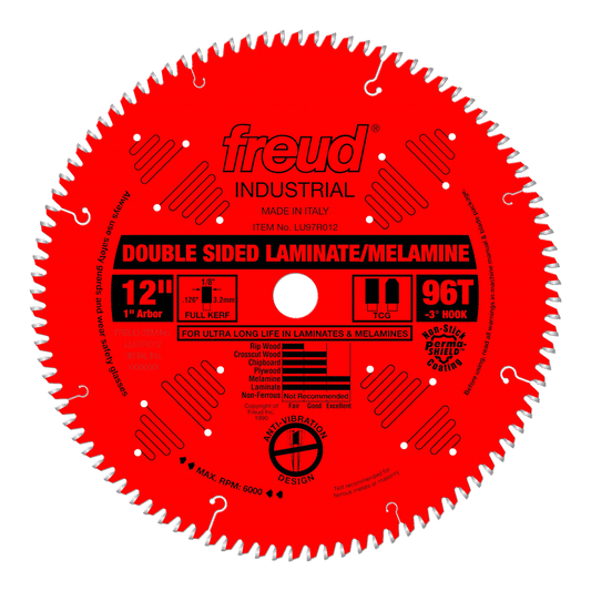Freud 12 in. D X 1 in. Double Sided Laminates TiCo Hi-Density Carbide Saw Blade 96 teeth 1 pk