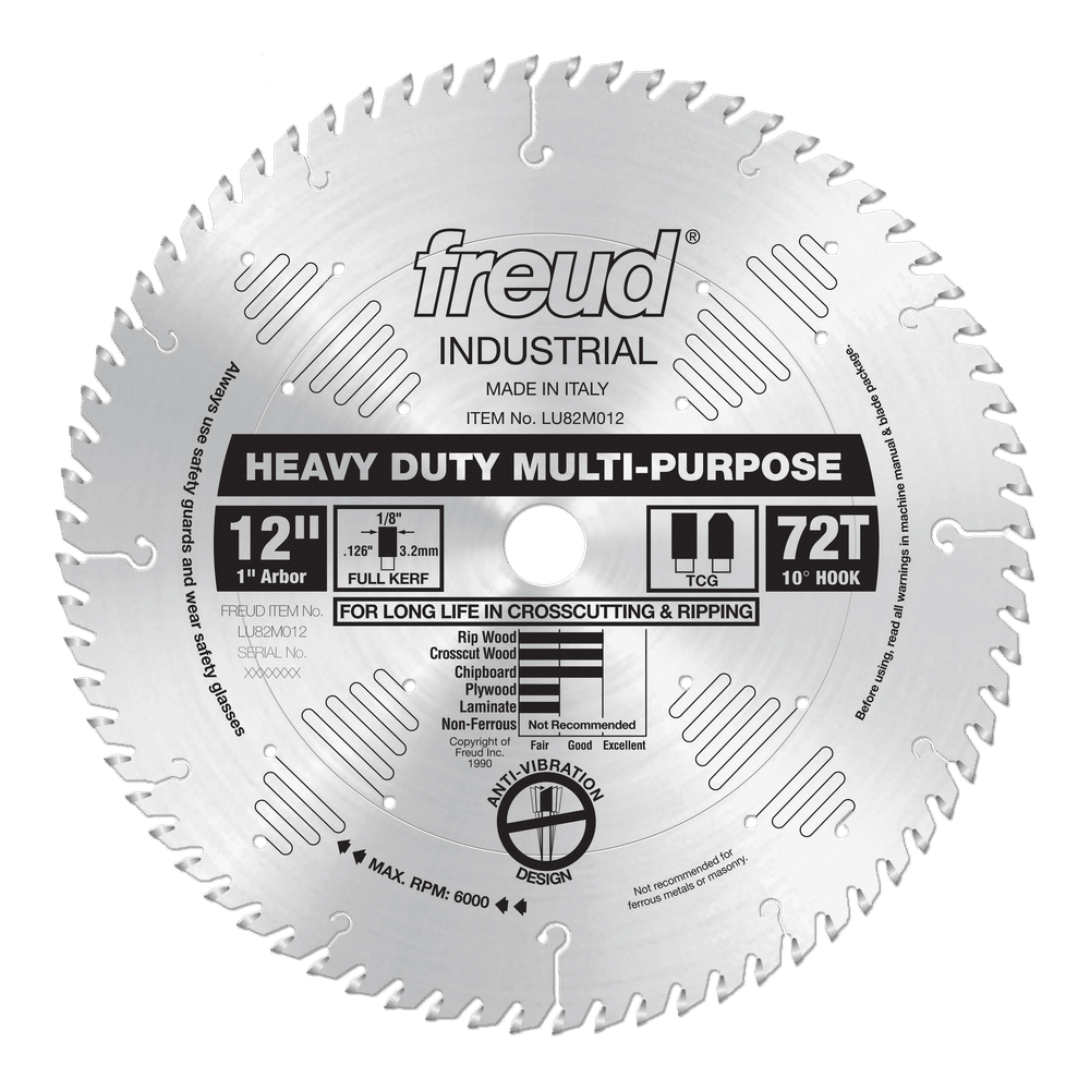 Freud 12 in. D X 1 in. HD Multi-Purpose TiCo Hi-Density Carbide Circular Saw Blade 72 teeth 1 pk