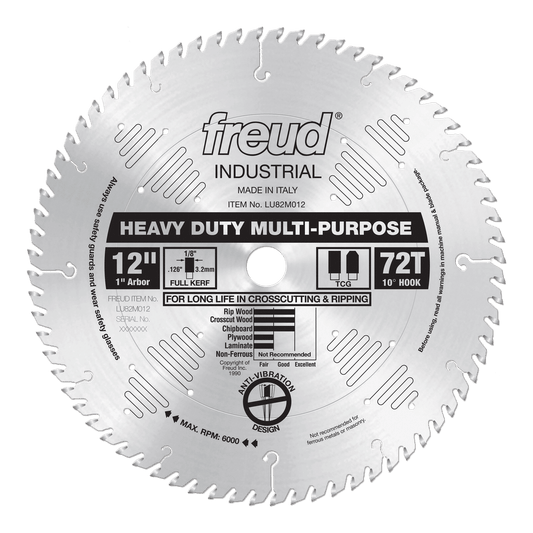 Freud 12 in. D X 1 in. HD Multi-Purpose TiCo Hi-Density Carbide Circular Saw Blade 72 teeth 1 pk