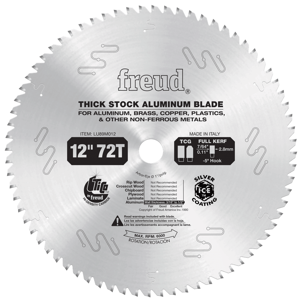 Freud 12 in. D X 1 in. Thick Aluminum TiCo Hi-Density Carbide Metal Saw Blade 86 teeth 1 pk