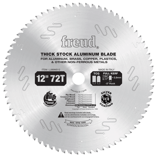 Freud 12 in. D X 1 in. Thick Aluminum TiCo Hi-Density Carbide Metal Saw Blade 86 teeth 1 pk
