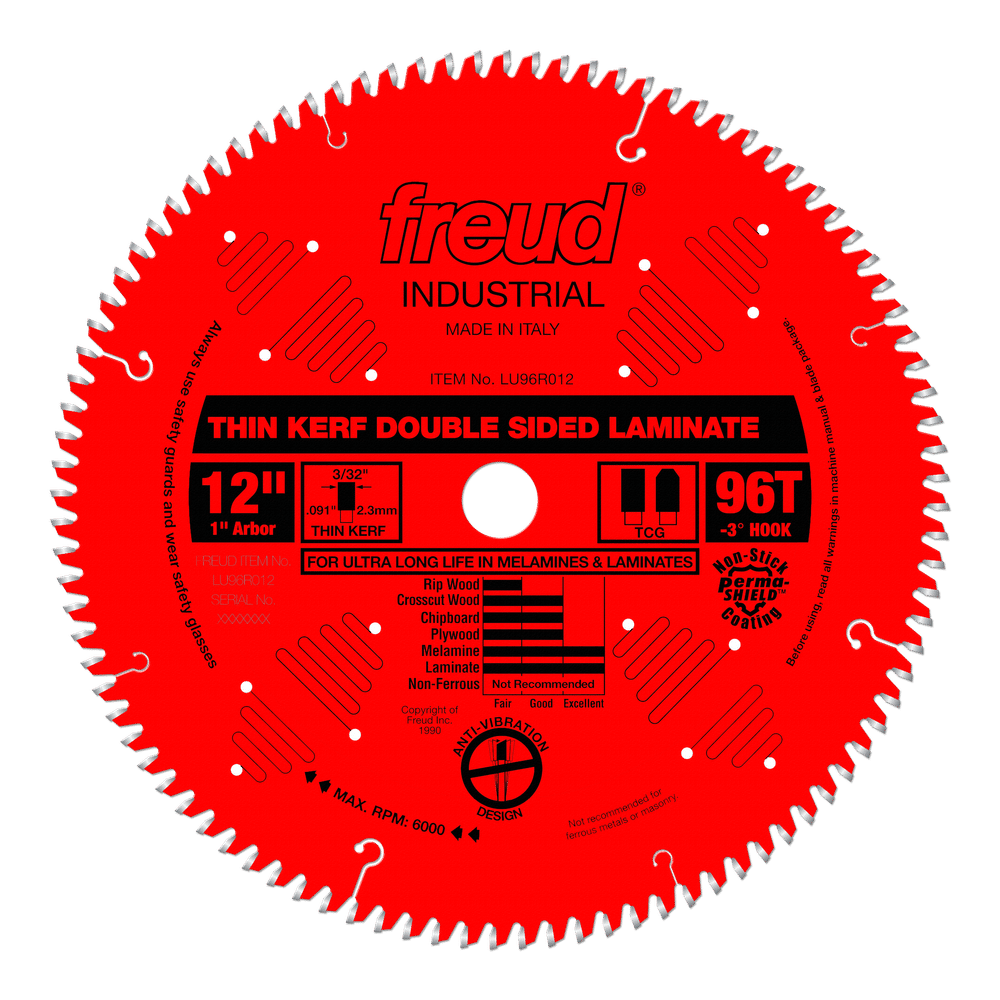Freud 12 in. D X 1 in. Double Sided Laminates TiCo Hi-Density Carbide Saw Blade 96 teeth 1 pk
