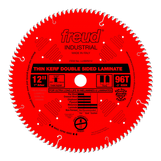 Freud 12 in. D X 1 in. Double Sided Laminates TiCo Hi-Density Carbide Saw Blade 96 teeth 1 pk