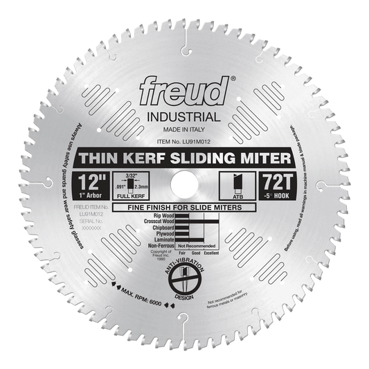 Freud 12 in. D X 1 in. Fine Finish TiCo Hi-Density Carbide Circular Saw Blade 72 teeth 1 pk