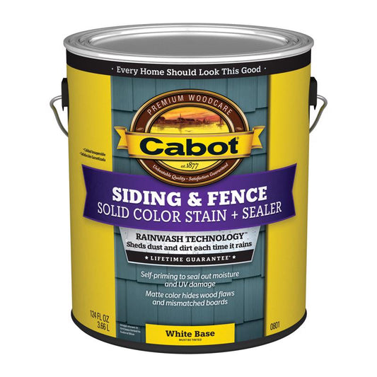 Cabot Siding & Fence Solid Tintable White Base Water-Based Acrylic Stain and Sealer 1 gal