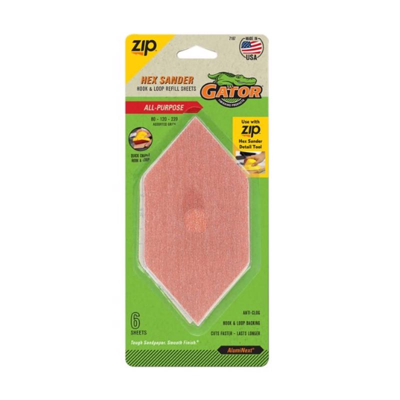 Gator Zip Sander 6 in. L X 3 in. W 80/120/220 Grit Aluminum Oxide Sanding Sheet 6 pk