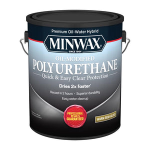 Minwax Oil-Modified Semi-Gloss Clear Water-Based Polyurethane 1 gal 710320000, Pack of 2