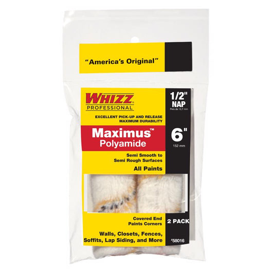 Whizz Maximus Polyamide Fabric 6 in. W X 1/2 in. Mini Paint Roller Cover 2 pk