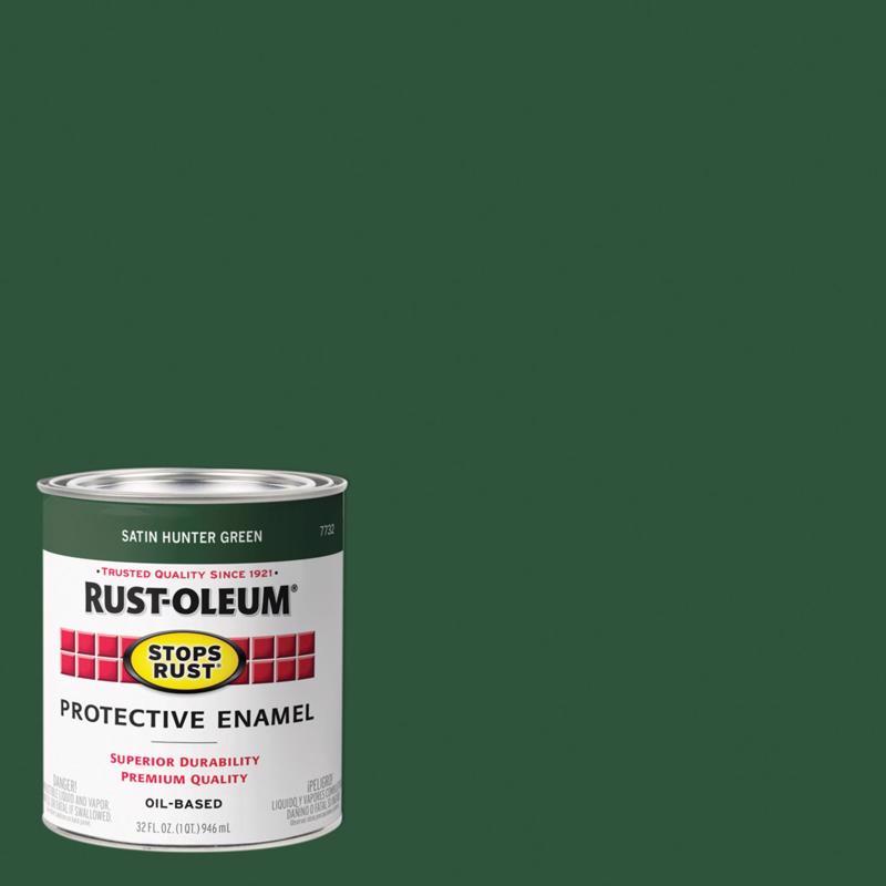 Rust-Oleum Stops Rust Indoor and Outdoor Satin Hunter Green Protective Paint 1 qt