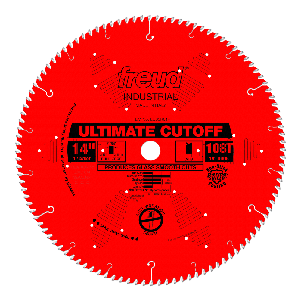 Freud 14 in. D X 1 in. Crosscutting TiCo Hi-Density Carbide Circular Saw Blade 108 teeth 1 pk