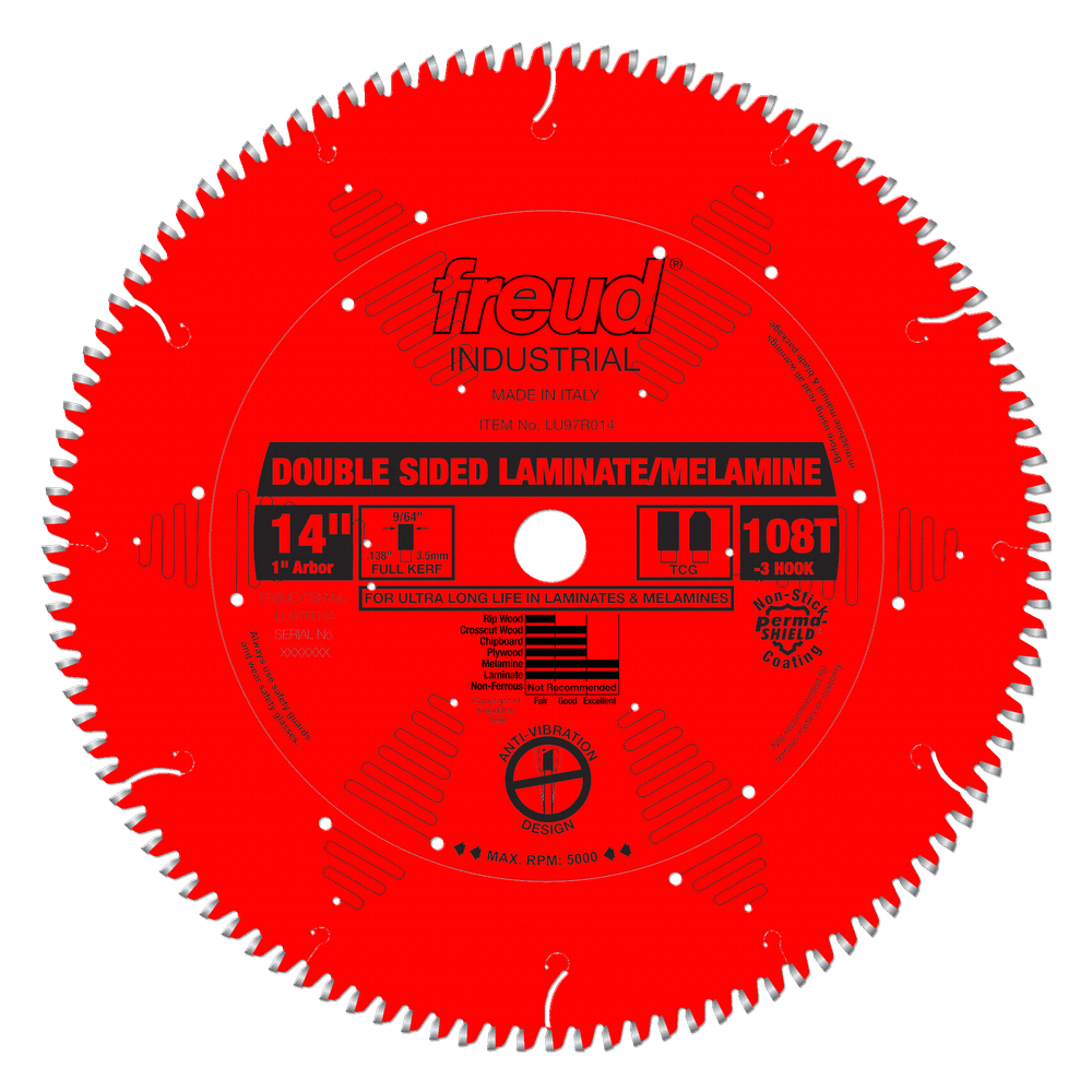 Freud 14 in. D X 1 in. Double Sided Laminates TiCo Hi-Density Carbide Saw Blade 108 teeth 1 pk