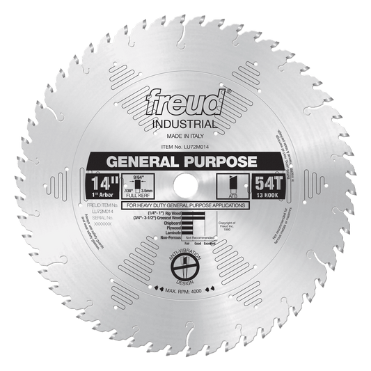 Freud 14 in. D X 1 in. General Purpose TiCo Hi-Density Carbide Circular Saw Blade 54 teeth 1 pk