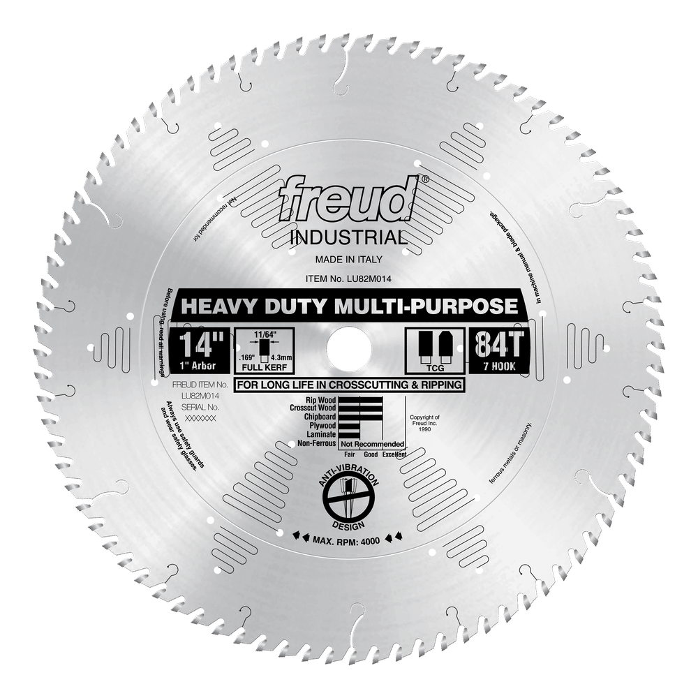 Freud 14 in. D X 1 in. HD Multi-Purpose TiCo Hi-Density Carbide Circular Saw Blade 84 teeth 1 pk