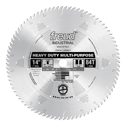 Freud 14 in. D X 1 in. HD Multi-Purpose TiCo Hi-Density Carbide Circular Saw Blade 84 teeth 1 pk